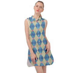 Pattern Texture Chevron Sleeveless Shirt Dress