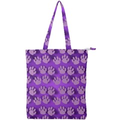 Pattern Texture Feet Dog Purple Double Zip Up Tote Bag by Dutashop