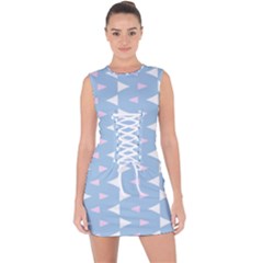 Pattern 3d Lace Up Front Bodycon Dress