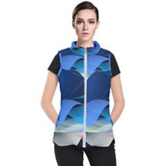 Flower Background Blue Design Women s Puffer Vest