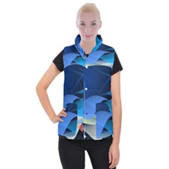 Flower Background Blue Design Women s Button Up Vest