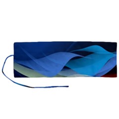 Flower Background Blue Design Roll Up Canvas Pencil Holder (m) by Dutashop