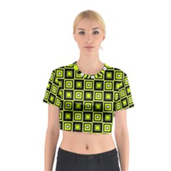 Green Pattern Square Squares Cotton Crop Top