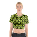 Green Pattern Square Squares Cotton Crop Top View1