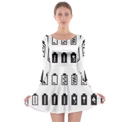 Battery Icons Charge Long Sleeve Skater Dress