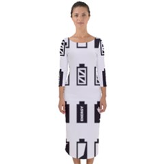 Battery Icons Charge Quarter Sleeve Midi Bodycon Dress