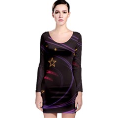 Background Abstract Star Long Sleeve Bodycon Dress