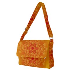 Fractal Yellow Orange Full Print Messenger Bag (m)