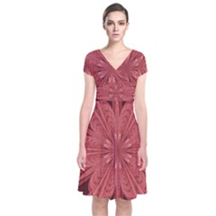 Background Floral Pattern Short Sleeve Front Wrap Dress by Dutashop