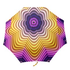 Wave Line Waveform Sound Orange Folding Umbrellas by Dutashop
