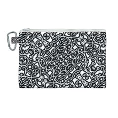 Interlace Black And White Pattern Canvas Cosmetic Bag (large) by dflcprintsclothing
