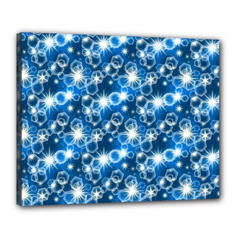 Star Hexagon Deep Blue Light Canvas 20  X 16  (stretched) by Dutashop
