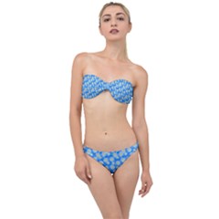 Hydrangea Blue Glitter Round Classic Bandeau Bikini Set
