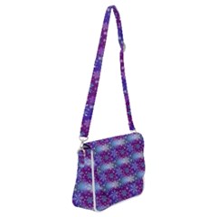 Snow Blue Purple Tulip Shoulder Bag With Back Zipper