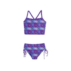 Snow Blue Purple Tulip Girls  Tankini Swimsuit by Dutashop