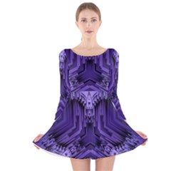 Mandala Neon Long Sleeve Velvet Skater Dress