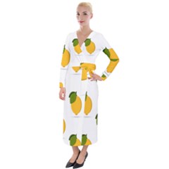 Lemon Fruit Velvet Maxi Wrap Dress
