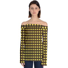 Yellow Pattern Green Off Shoulder Long Sleeve Top by Dutashop