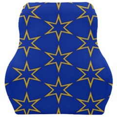 Star Pattern Blue Gold Car Seat Velour Cushion  by Dutashop