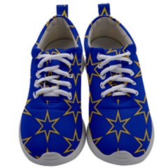 Star Pattern Blue Gold Mens Athletic Shoes by Dutashop