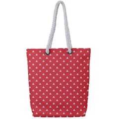 Safi Design Red Simple Pattern 13 Full Print Rope Handle Tote (small) by SpangleCustomWear