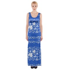 Blue Flowers Thigh Split Maxi Dress by Eskimos