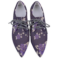 Purple Flowers Pointed Oxford Shoes by goljakoff