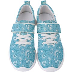 Blue White Flowers Men s Velcro Strap Shoes by Eskimos