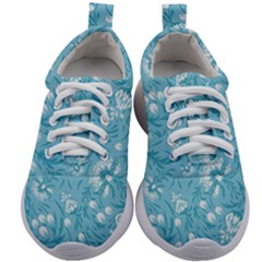 Blue White Flowers Kids Athletic Shoes by Eskimos