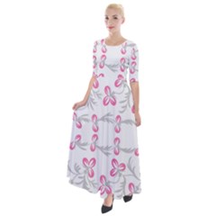 Pink Folk Flowers Half Sleeves Maxi Dress by Eskimos