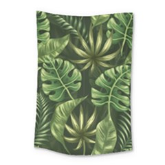 Green Tropical Leaves Small Tapestry by goljakoff
