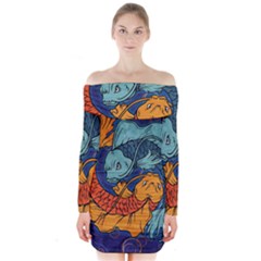 Koi Fish Long Sleeve Off Shoulder Dress by ExtraGoodSauce