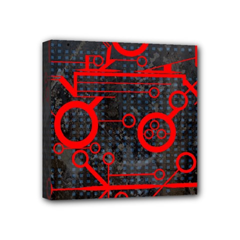 Tech - Red Mini Canvas 4  X 4  (stretched) by ExtraGoodSauce