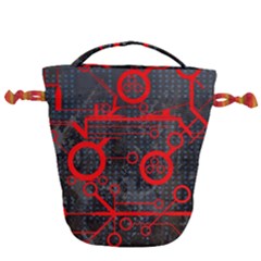 Tech - Red Drawstring Bucket Bag by ExtraGoodSauce