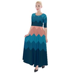 Flat Ocean Waves Palette Half Sleeves Maxi Dress by goljakoff