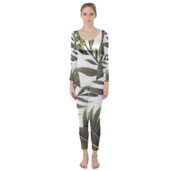 Green Leaves Long Sleeve Catsuit by goljakoff