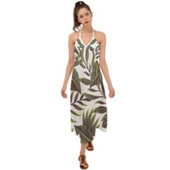 Green Leaves Halter Tie Back Dress  by goljakoff