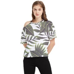 Green Leaves One Shoulder Cut Out Tee by goljakoff