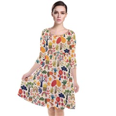 Garden Of Love Quarter Sleeve Waist Band Dress by designsbymallika