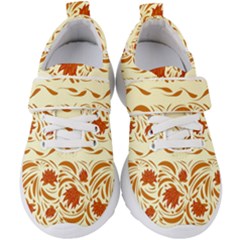 Ornamental Flowers Kids  Velcro Strap Shoes by Eskimos