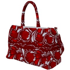 Red Ethnic Flowers Duffel Travel Bag by Eskimos