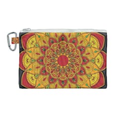 Mandela Flower Orange And Red Canvas Cosmetic Bag (large) by ExtraGoodSauce