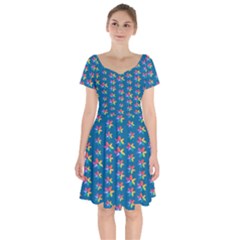 Rainbowcolor Short Sleeve Bardot Dress by Sparkle