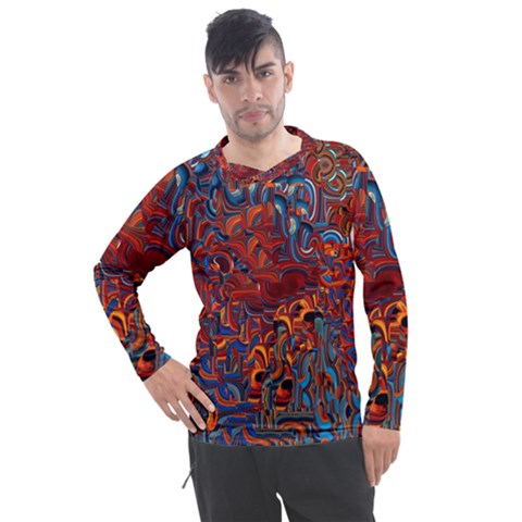 Phoenix In The Rain Abstract Pattern Men s Pique Long Sleeve Tee by CrypticFragmentsDesign