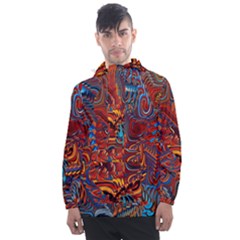Phoenix Rising Colorful Abstract Art Men s Front Pocket Pullover Windbreaker