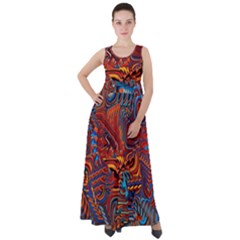 Phoenix Rising Colorful Abstract Art Empire Waist Velour Maxi Dress by CrypticFragmentsDesign