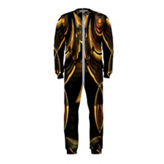 Black And Gold Abstract Line Art Pattern Onepiece Jumpsuit (kids) by CrypticFragmentsDesign