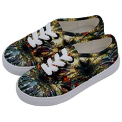 Multicolor Floral Art Copper Patina  Kids  Classic Low Top Sneakers by CrypticFragmentsDesign