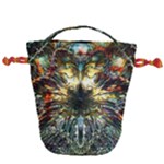 Multicolor Floral Art Copper Patina  Drawstring Bucket Bag