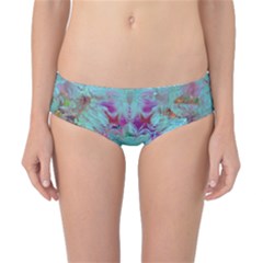 Retro Hippie Abstract Floral Blue Violet Classic Bikini Bottoms by CrypticFragmentsDesign
